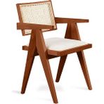 Gazzini Furniture Luna pergel hazeranlı model hasırlı natural ahşap sandalye - Ceviz - Beyaz
