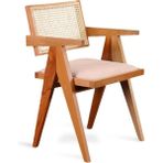 Gazzini Furniture Luna Pergel Hazeranlı Model Hasırlı Natural Ahşap Sandalye - Natural - Krem