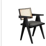 Gazzini Furniture Luna pergel hazeranlı model hasırlı natural ahşap sandalye - Siyah - Antrasit