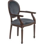 Gazzini Furniture Madalyon Kolçaklı Ahşap Klasik Sandalye - Ceviz - Gri