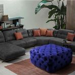 Gazzini Furniture Mavi Kare Chester Model Kapitoneli Orta Puf 75x75 cm
