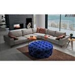 Gazzini Furniture Mavi Yuvarlak Chester Model Kapitoneli Orta Puf - 80 x 80