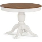 Gazzini Furniture Montclair Baba Ayak Sabit Masa 110X110 - Beyaz - Ceviz - 110 x 110