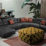 Gazzini Furniture Oksit Sarı Kare Chester Model Kapitoneli Orta Puf 75x75 cm