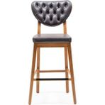 Gazzini Furniture Olivya Ahşap Bar Sandalyesi - Natürel - Gri