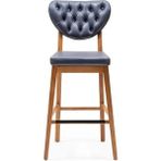 Gazzini Furniture Olivya Ahşap Bar Sandalyesi - Natürel - Mavi