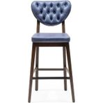 Gazzini Furniture Olivya Ahşap Ceviz Mavi Bar Sandalyesi