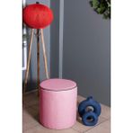 Gazzini Furniture Valeria Puf - Pembe Keten Kumaş Silindir Dekoratif Puf - 40x40