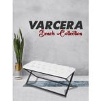 Gazzini Furniture Varcera Antrasit Puf Çapraz Metal Ayaklı, Kapitoneli Chester Model Bench