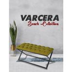 Gazzini Furniture Varcera Hardal Puf Çapraz Metal Ayaklı, Kapitoneli Chester Model Bench