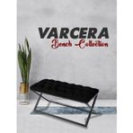 Gazzini Furniture Varcera Mavi Puf Çapraz Metal Ayaklı, Kapitoneli Chester Model Bench