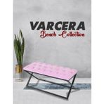 Gazzini Furniture Varcera Siyah Puf Çapraz Metal Ayaklı, Kapitoneli Chester Model Bench