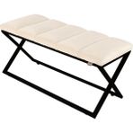 Gazzini Furniture Varcera Sliced Beyaz Puf Çapraz Metal Ayaklı, Dilimli Model Bench - 40x100