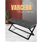 Gazzini Furniture Varcera Sliced Gri Puf Çapraz Metal Ayaklı, Dilimli Model Bench