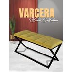 Gazzini Furniture Varcera Sliced Hardal Puf Çapraz Metal Ayaklı, Dilimli Model Bench