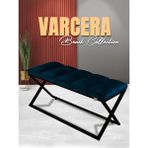 Gazzini Furniture Varcera Sliced Mavi Puf Çapraz Metal Ayaklı, Dilimli Model Bench - 40x100