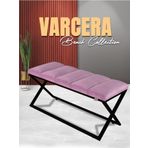 Gazzini Furniture Varcera Sliced Pembe Puf Çapraz Metal Ayaklı, Dilimli Model Bench