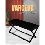 Gazzini Furniture Varcera Sliced Siyah Puf Çapraz Metal Ayaklı, Dilimli Model Bench - 40x100