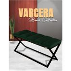 Gazzini Furniture Varcera Sliced Yeşil Puf Çapraz Metal Ayaklı, Dilimli Model Bench