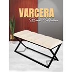 Gazzini Furniture Varcera V2 Siyah Çapraz Metal Ayaklı Bench Puf Çok Renkli