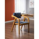Gazzini Furniture Vargo Kapitone Sırtlı Modern Ahşap Sandalye - Natural