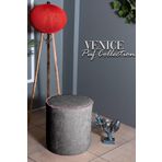 Gazzini Furniture Venice Antrasit Teddy Puf- Yuvarlak Makyaj Masası Pufu