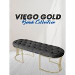 Gazzini Furniture Viego Gold Antrasit Puf Luxery Metal Gold Ayak Chester Model Yatak Ucu Bench - 45 x 140 cm