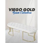 Gazzini Furniture Viego Gold Beyaz Puf Luxery Metal Gold Ayak Chester Model Yatak Ucu Bench - 45 x 140 cm