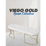 Gazzini Furniture Viego Gold Beyaz Puf Luxery Metal Gold Ayak Chester Model Yatak Ucu Bench