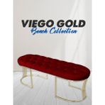 Gazzini Furniture Viego Gold Bordo Puf Luxery Metal Gold Ayak Chester Model Yatak Ucu Bench - 45 x 140 cm