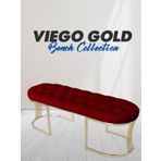 Gazzini Furniture Viego Gold Bordo Puf Luxery Metal Gold Ayak Chester Model Yatak Ucu Bench