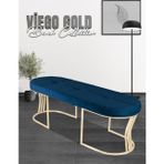Gazzini Furniture Viego Gold Exclusive Bench Lüks Metal Gold Ayak, Chester Model Yatak Ucu Mavi Puf