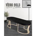 Gazzini Furniture Viego Gold Exclusive Bench Lüks Metal Gold Ayak, Chester Model Yatak Ucu Siyah Puf