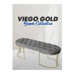 Gazzini furniture Viego Gold Gri Puf - Lüks Metal Gold Ayak, Chester Model Yatak Ucu Bench Puf