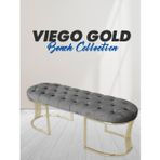 Gazzini Furniture Viego Gold Gri Puf Luxery MetalGold Ayak Chester Model Yatak Ucu Bench