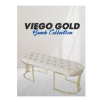 Gazzini furniture Viego Gold Krem Puf - Lüks Metal Gold Ayak, Chester Model Yatak Ucu Bench Puf