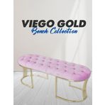 Gazzini Furniture Viego Gold Pembe Puf Luxery Metal Gold Ayak Chester Model Yatak Ucu Bench