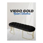 Gazzini furniture Viego Gold Siyah Puf - Lüks Metal Gold Ayak, Chester Model Yatak Ucu Bench Puf