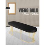 Gazzini Furniture Viego Gold Smooth Bench Lüks Metal Gold Ayak, Chester Model Yatak Ucu Antrasit Puf - 45x140