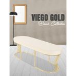 Gazzini Furniture Viego Gold Smooth Bench Lüks Metal Gold Ayak, Chester Model Yatak Ucu Beyaz Puf - 45x140