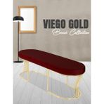 Gazzini Furniture Viego Gold Smooth Bench Lüks Metal Gold Ayak, Chester Model Yatak Ucu Bordo Puf - 45x140