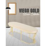 Gazzini Furniture Viego Gold Smooth Bench Lüks Metal Gold Ayak, Chester Model Yatak Ucu Krem Puf - 45x140