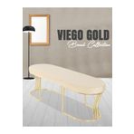 Gazzini Furniture Viego Gold Smooth Bench Lüks Metal Gold Ayak, Chester Model Yatak Ucu Krem Puf
