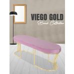 Gazzini Furniture Viego Gold Smooth Bench Lüks Metal Gold Ayak, Chester Model Yatak Ucu Pembe Puf