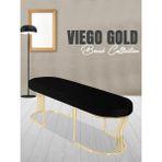 Gazzini Furniture Viego Gold Smooth Bench Lüks Metal Gold Ayak, Chester Model Yatak Ucu Siyah Puf - 45x140