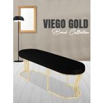 Gazzini Furniture Viego Gold Smooth Bench Lüks Metal Gold Ayak, Chester Model Yatak Ucu Siyah Puf