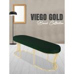 Gazzini Furniture Viego Gold Smooth Bench Lüks Metal Gold Ayak, Chester Model Yatak Ucu Yeşil Puf - 45x140