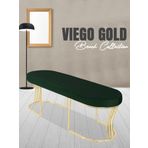 Gazzini Furniture Viego Gold Smooth Bench Lüks Metal Gold Ayak, Chester Model Yatak Ucu Yeşil Puf