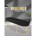 Gazzini Furniture Viego Gold Striped Bench Lüks Metal Gold Ayak, Chester Model Yatak Ucu Antrasit Puf - 45x140