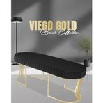 Gazzini Furniture Viego Gold Striped Bench Lüks Metal Gold Ayak, Chester Model Yatak Ucu Antrasit Puf